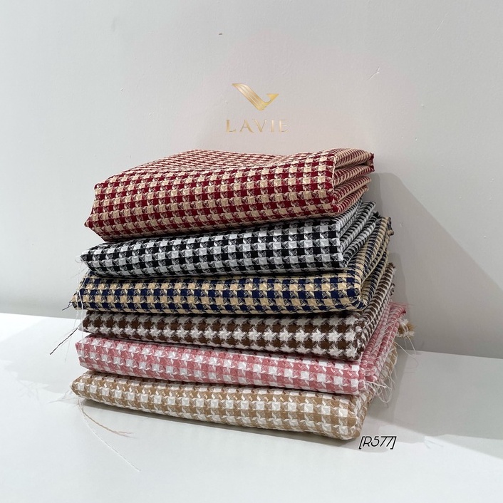 Vải Bố Caro 577 cao cấp nhà Lavie dày dặn,cổ điển, vải may váy đầm, phụ kiện trang trí.