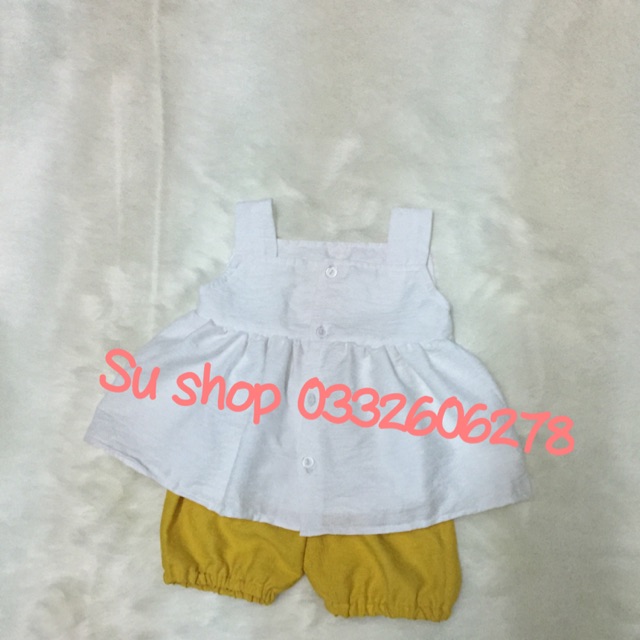 Bộ đũi cổ vuông bé gái