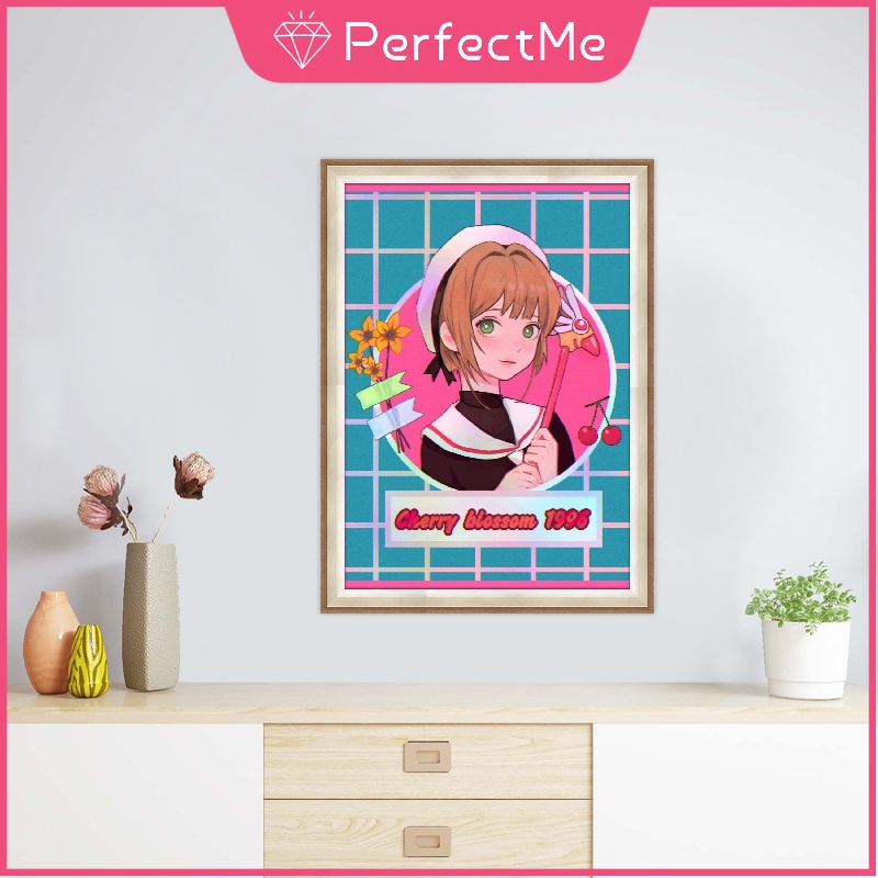 Bộ tranh đính đá 5D họa tiết cô gái hoạt hình độc đáo kích thước 30x40cm diy dùng trang trí