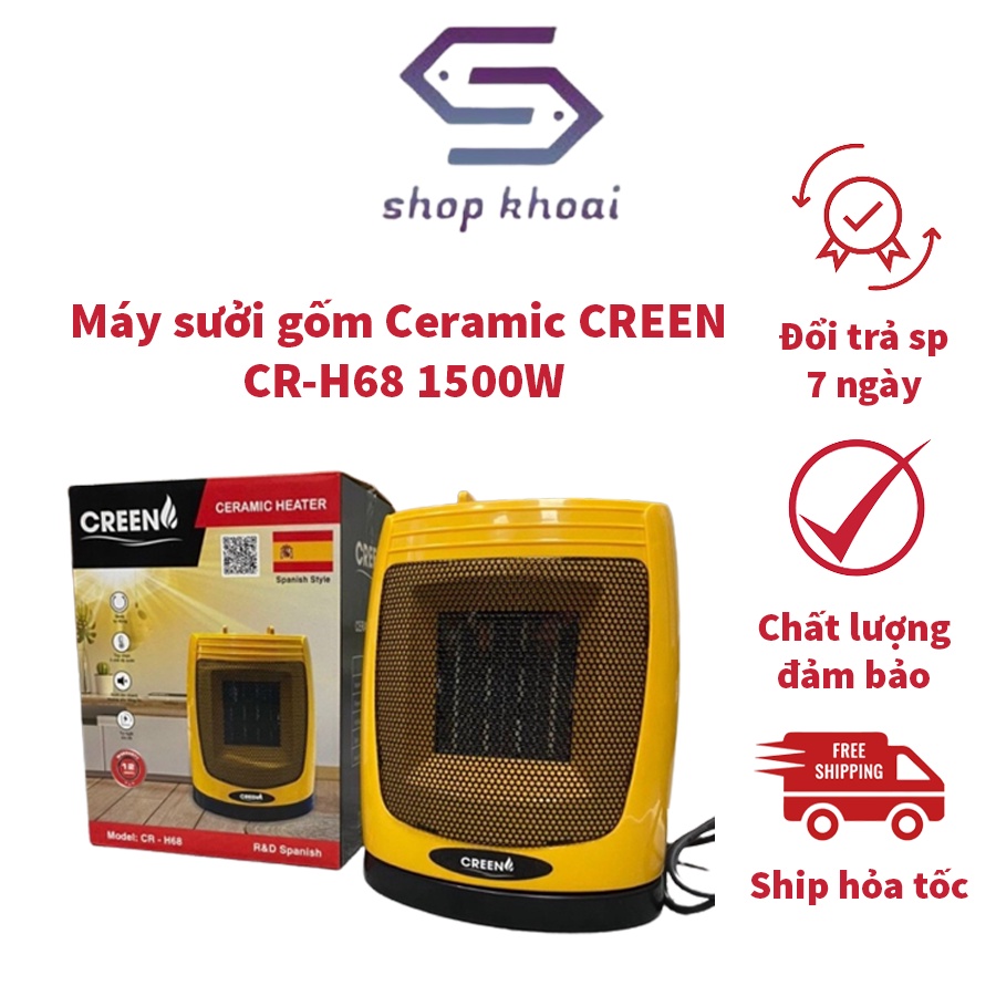 Máy sưởi gốm - Máy sưởi gốm ceramic CREEN CR-H68 1500W New 2021 - 3 Chế Độ Sưởi, Không Gây Ồn,Khô Da - Bảo Hành 12 Tháng