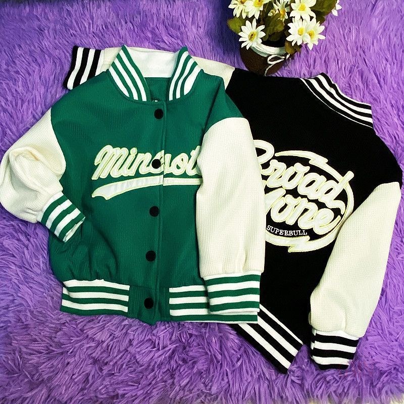 Áo Khoác Bóng Chày Vải Cotton Thêu Họa Tiết Mới 2021 Thời Trang Mùa Thu Cho Bé