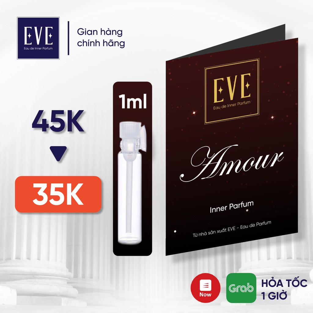 Nước hoa vùng kín nữ AMOUR lưu hương lâu chai 1ml nhỏ gọn tiện lợi chính hãng từ EVE - Eau de Parfum