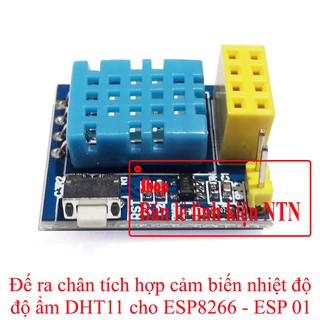 Đế ra chân cho ESP8266 - ESP01 tích hợp cảm biến nhiệt độ - độ ẩm DHT11