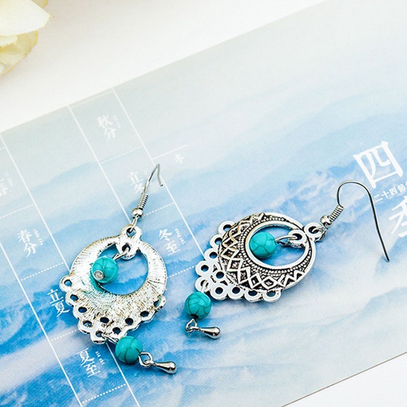 Đôi khuyên tai hợp kim phong cách bohemian có đính đá đầy quý phái cho nữ