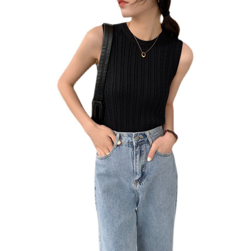 Áo Dệt Kim Sát Nách Màu Trơn Thiết Kế Trẻ Trung Cho Nữ | BigBuy360 - bigbuy360.vn