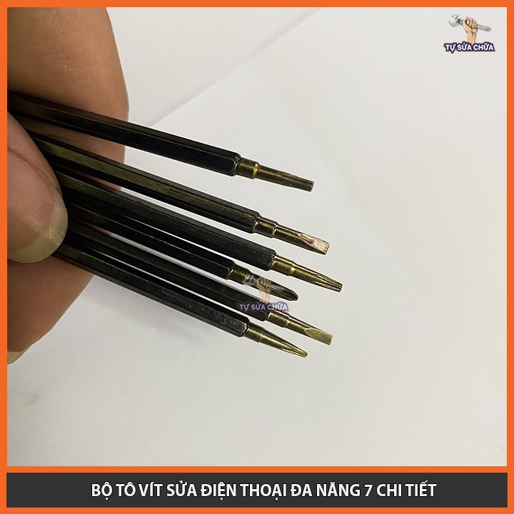 Bộ tô vít mini 7 chi tiết, 12 đầu vít đa năng giá rẻ AISILIN chuyên sửa đồng hồ, điện thoại, kính...