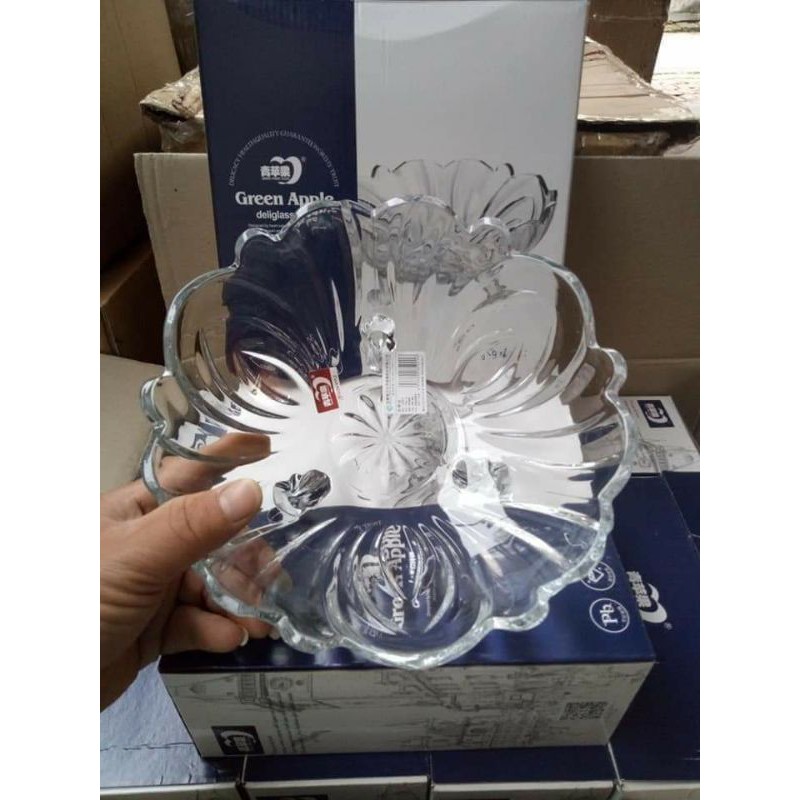 Đĩa thủy tinh 3 chân (trắng)