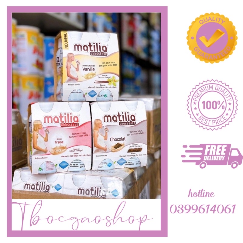 Sữa bầu Matilia đủ vị dâu/ sô/ chuối/ vani (lốc 4 chai) giúp mẹ bầu đầy đủ dưỡng chất