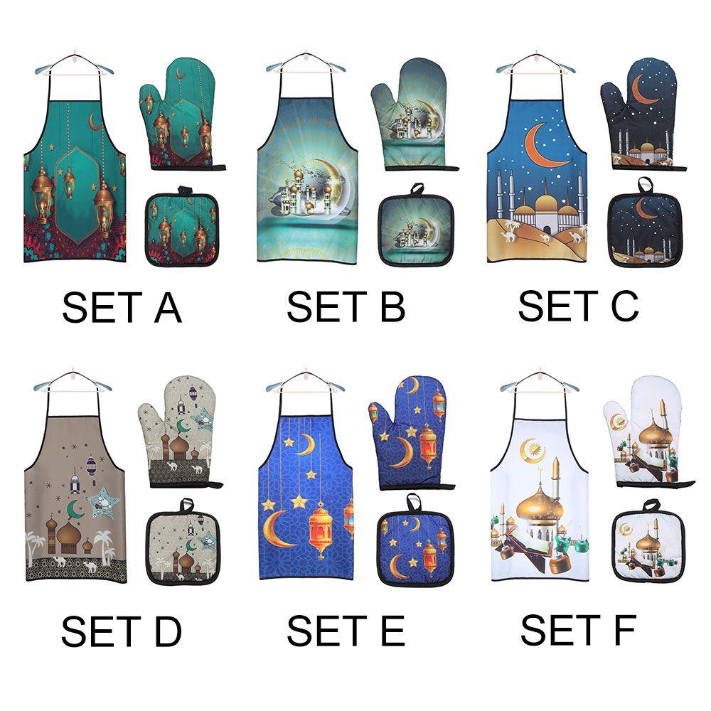 LONTIME Set 3 Tạp Dề In Họa Tiết Phong Cách Hồi Giáo Trang Trí Nhà Cửa