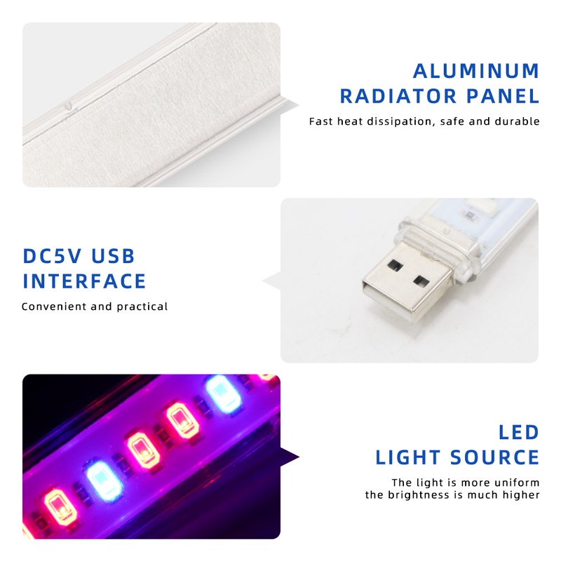 Đèn LED Trồng Cây Di Động 10W DC5V Với Ống Kim Loại Linh Hoạt Có Thể Xoay Linh Hoạt Cho Nhà Ở