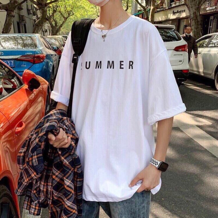 Áo thun unisex tay lỡ nam nữ form rộng, áo phông unisex phong cách SUMMER basic tee A105
