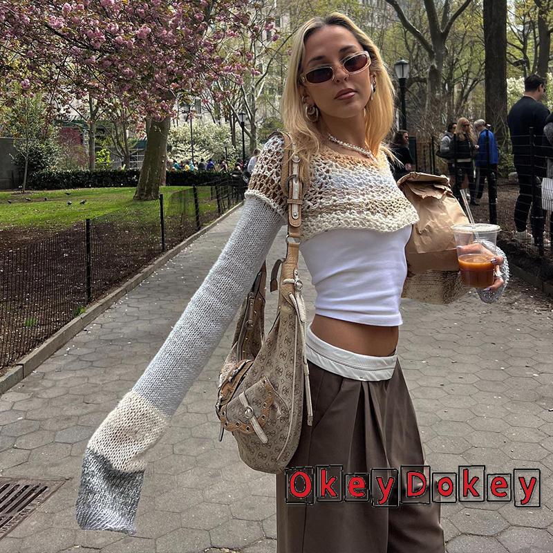 Áo Crop Top Đan Móc Y2K Cổ Điển Thời Trang Hè Bảo Vệ Cho Nữ