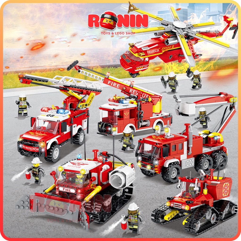 [💖HOT💖] Bộ Đồ Chơi Lắp Ráp Lego Xe Cứu Hỏa / Trực Thăng Chữa Cháy / Máy Bay Cứu Hỏa Ronin