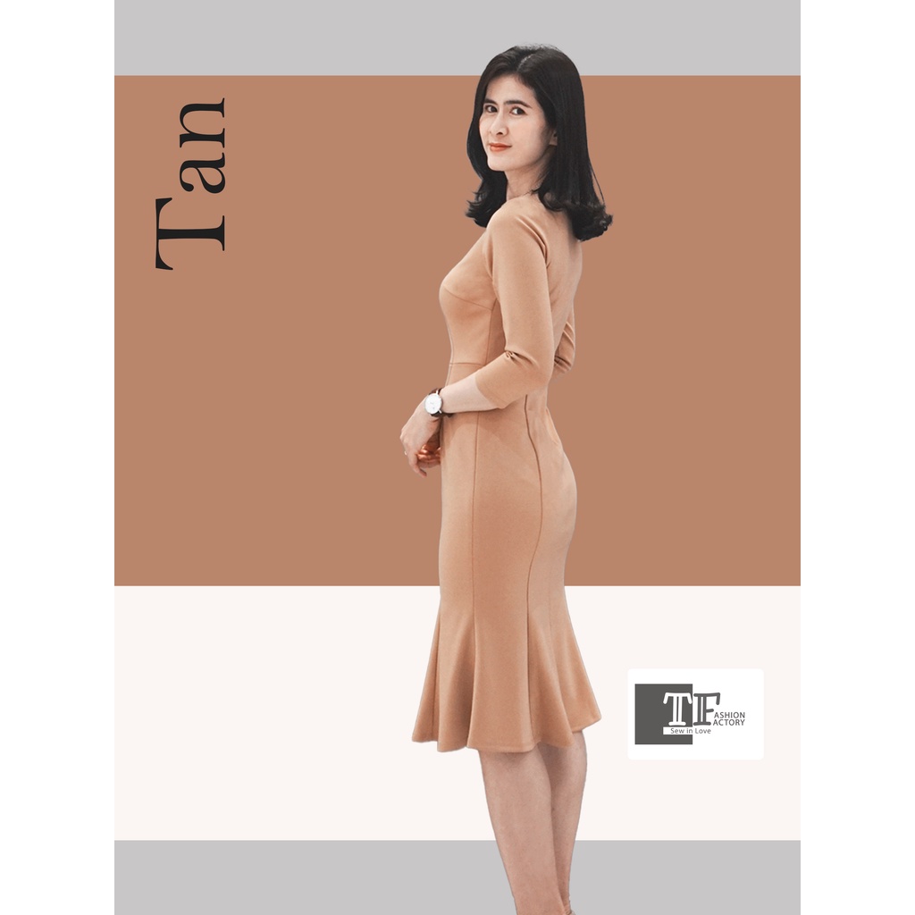 Đầm ôm body đuôi cá cổ thuyền tay lỡ TF 899
