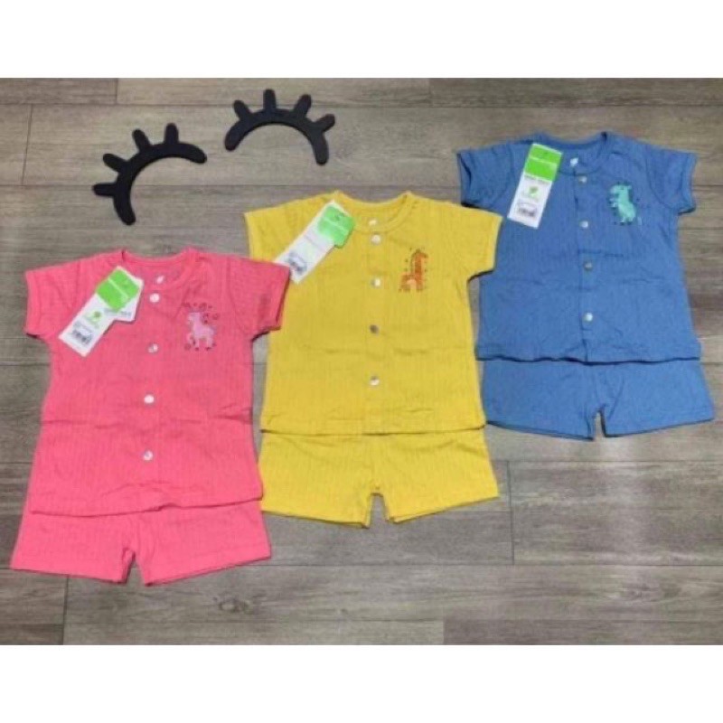 [Xả hàng] Bộ cộc tay cài giữa vân thoáng bé trai/gái Lullaby NH17B (Sz 6-24m)