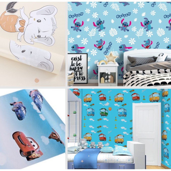 GIẤY DÁN TƯỜNG NHIỀU MẪU ĐỘNG VẬT HOẠT HÌNH KHỔ 45CM CÓ KEO SẴN
