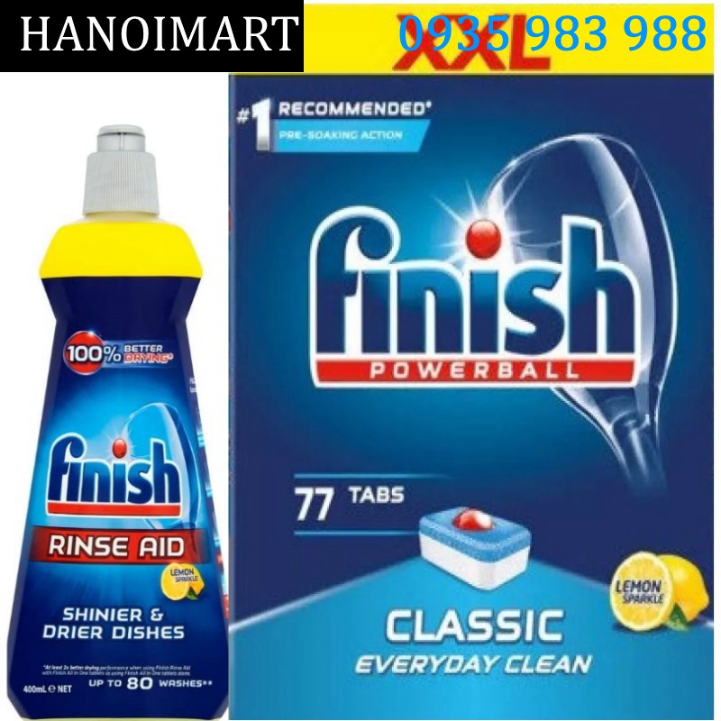Combo Viên rửa bát Finish 77V + Nước làm bóng Finish 400ml - Hanoimart