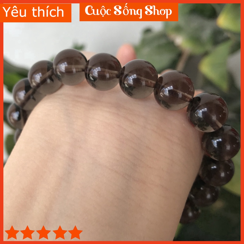 [hàng chuẩn] Vòng Tay Thạch_Anh Khói Đen, Phong Thủy Hợp Mệnh Thủy và Mộc, May Mắn,Bình An, Công Việc Thuận lợi. D56