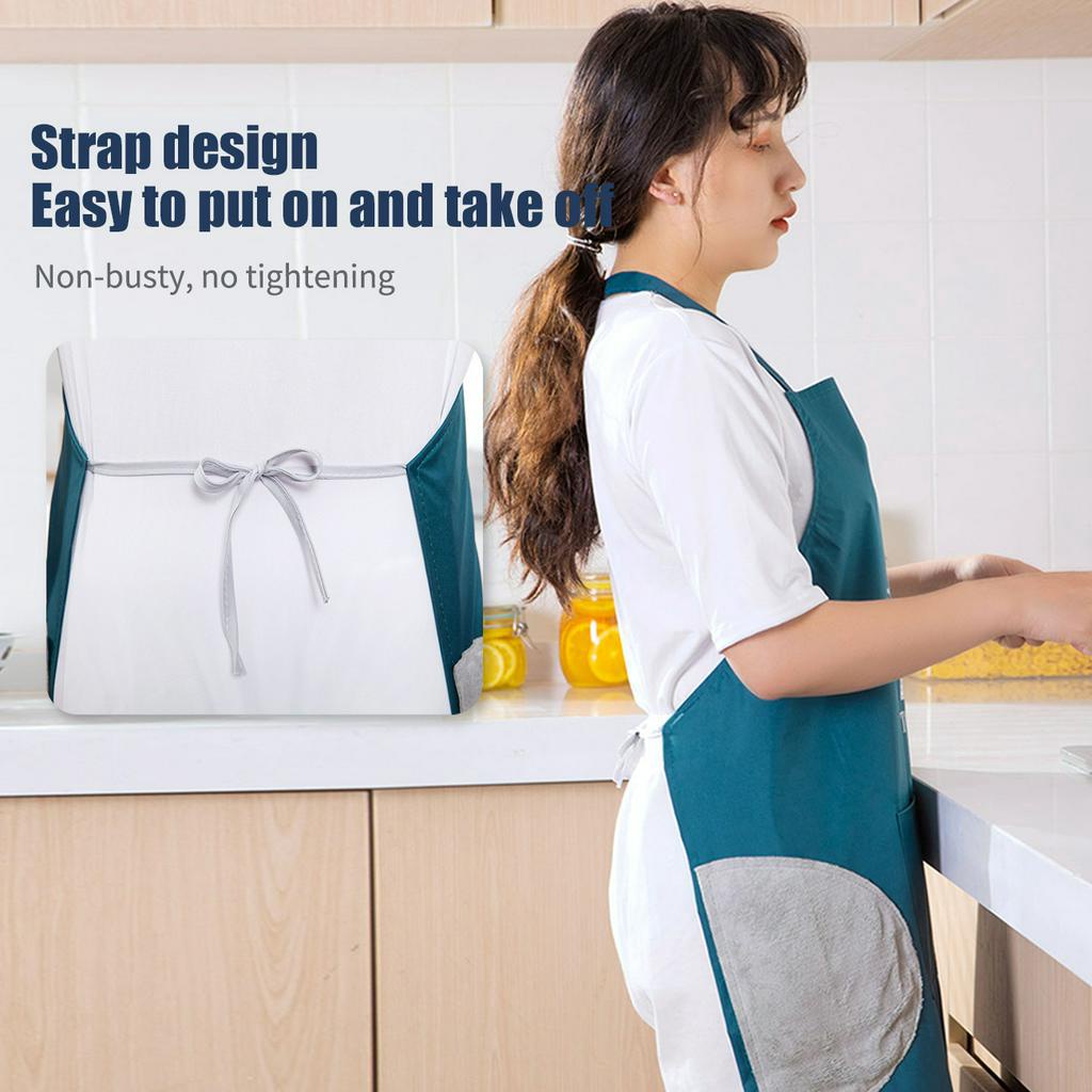 Tạp dề JUJIAJIA vải Oxford chống thấm và chống thấm dầu dễ thương gia dụng có túi tiện dụng