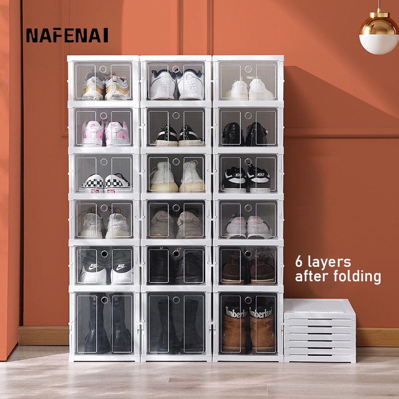 Kệ đựng giày NAFENAI dạng ngăn kéo dày dặn chống oxy hóa có thể gấp lại tiện dụng