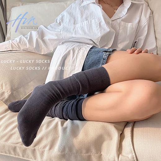 Vớ Cổ Cao Thoáng Khí Màu Trơn Đơn Giản Dễ Phối Đồ