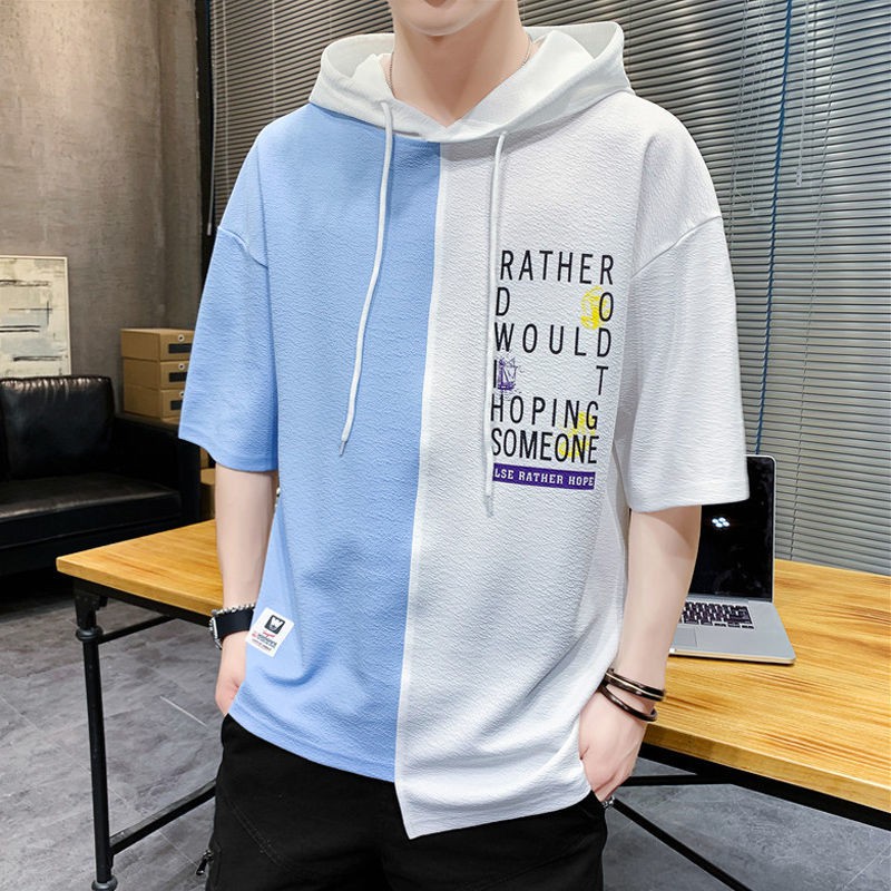 Áo Hoodie Thể Thao Ngắn Tay Dáng Rộng Thời Trang Mùa Hè Dành Cho Nam