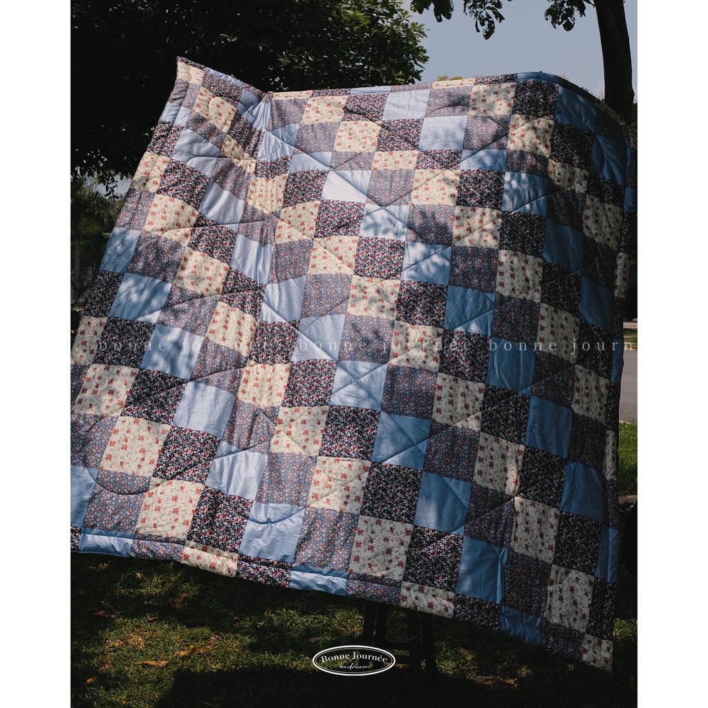 QUILT BLANKET CHĂN CHẦN BÔNG HÈ HOẠ TIẾT GHÉP VẢI COTTON 100% HQ