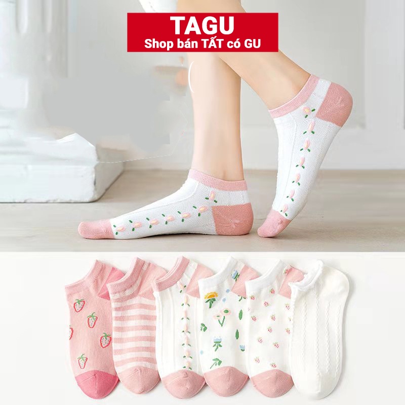 Tất vớ nữ nam cổ ngắn trắng giấy lười dễ thương hàn quốc đẹp TAGU chân thấp nhún đủ màu trơn đen, đỏ, vàng, xám, xanh