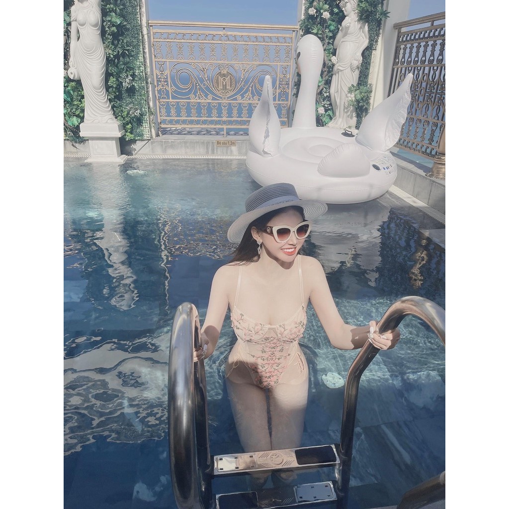 Bodysuit sexy 2 dây thêu hoa hồng dây đan hông | BigBuy360 - bigbuy360.vn