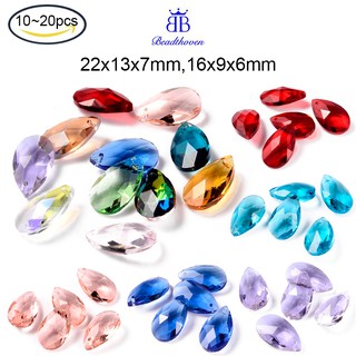 10 mặt dây chuyền kính hình giọt nước trong suốt 22x13x7mm lỗ: 1mm