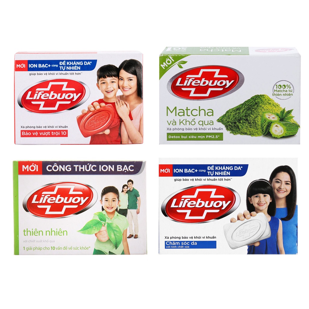 Xà Bông Cục Diệt Khuẩn Lifebuoy 90g Đỏ - Xanh Lá Khổ Qua - Xanh Chăm Sóc Da - Matcha