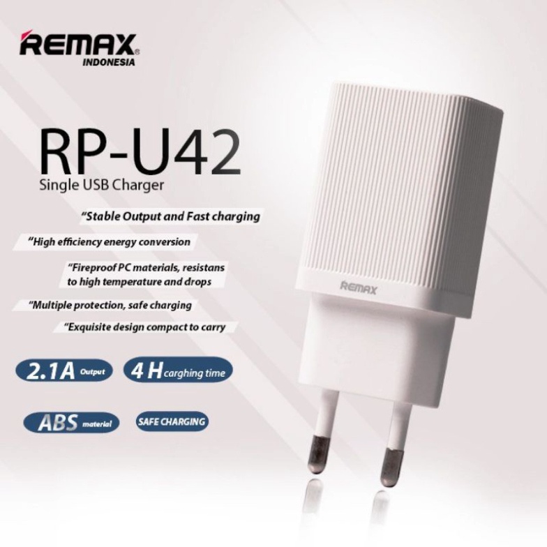 Củ sạc điện thoại REMAX RP-U42 dòng sạc 2.1A thiết kế nhỏ gọn sạc an toàn ổn định bảo hành 3 tháng