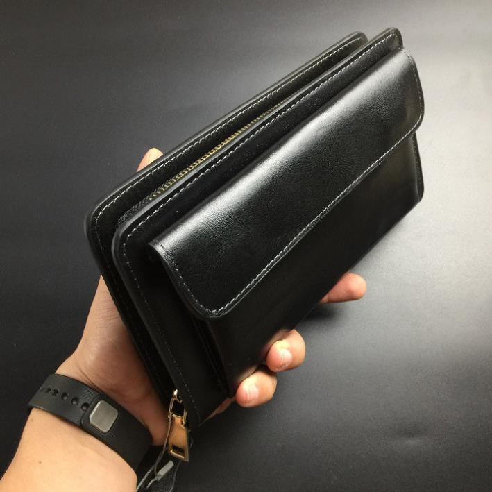 [Da thật] Clutch cầm tay ngăn gập điện thoại CL126 - 100% da bò thật, BH 3 năm, ví công sở