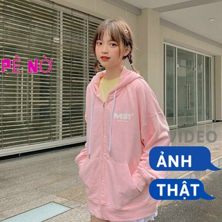 Áo khoác nữ MISSOUT Unisex - Jacket thun tay dài oversize có mũ dáng suông basic ulzzang nam nữ HOT MISSOUT