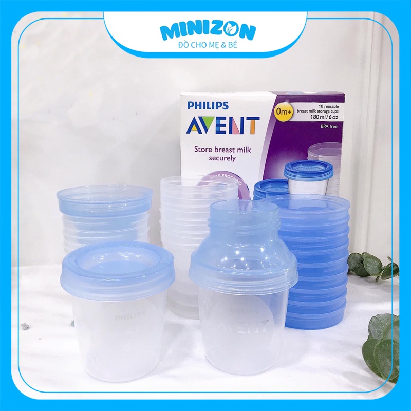 Combo Cốc Trữ Sữa + Cổ Nối Philips Avent Mẫu Mới  Dung Tích 180 ml