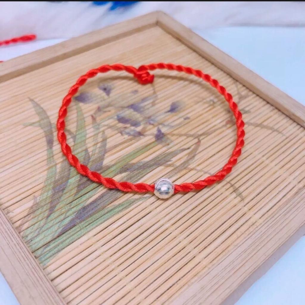 Vòng tay chỉ đỏ bi bạc ta 4li , Anchi jewelry