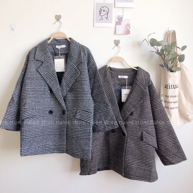 Khoác dạ kẻ dày dặn