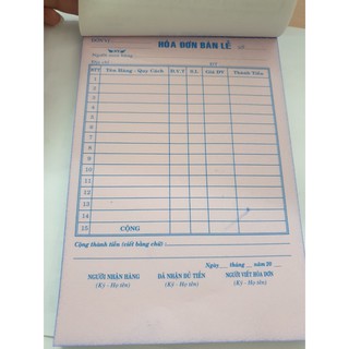 Sổ hóa đơn bán lẻ