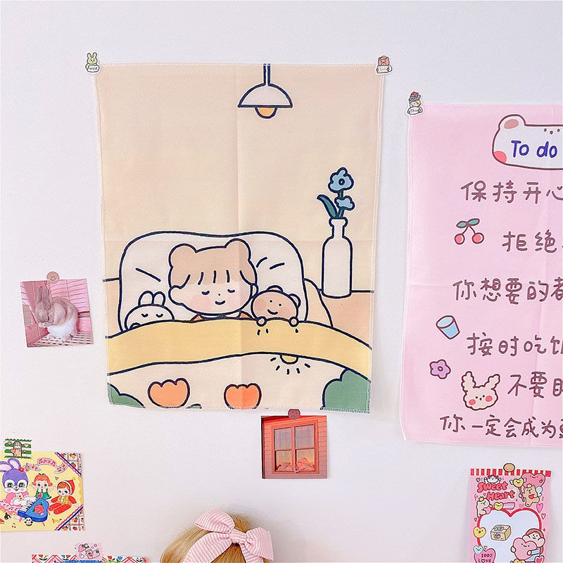 Tấm vải treo tường họa tiết hoạt hình đáng yêu dành cho trang trí phòng ngủ