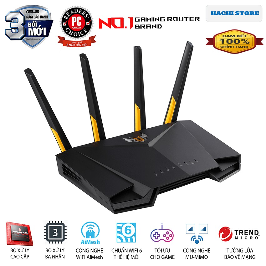 Bộ phát Wifi 6 Gaming ASUS  AX3000 Băng Tần Kép TUF-AX3000 - Hàng Chính Hãng