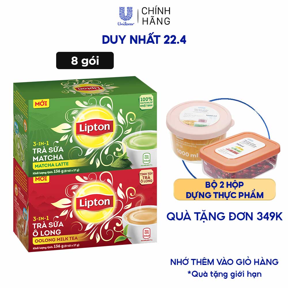 Hộp Trà Sữa Lipton Ô Long (8 Gói x 17g)