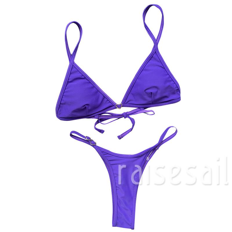 Rs Bộ Đồ Bơi Bikini Hai Dây Màu Trơn Có Thể Điều Chỉnh Dành Cho Nữ