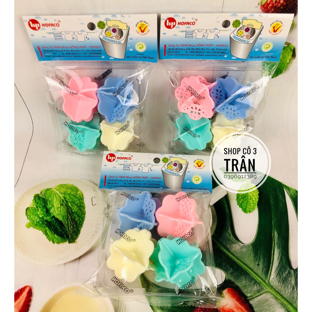 Banh giặt quần áo trong máy giặt HPG83  (4 banh/ gói) - Bóng giặt quần áo bằng nhựa Hồng Phát siêu an toàn, tiện lợi