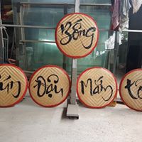 Mẹt tre vẽ chữ - trang trí