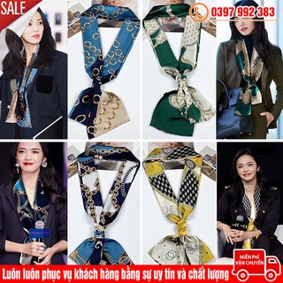 Dây Buộc Tóc Khăn Lụa Vuông Dài Quấn Túi Quàng Cổ Đa Năng Hàn Quốc Hottrend Size 145x15 cm