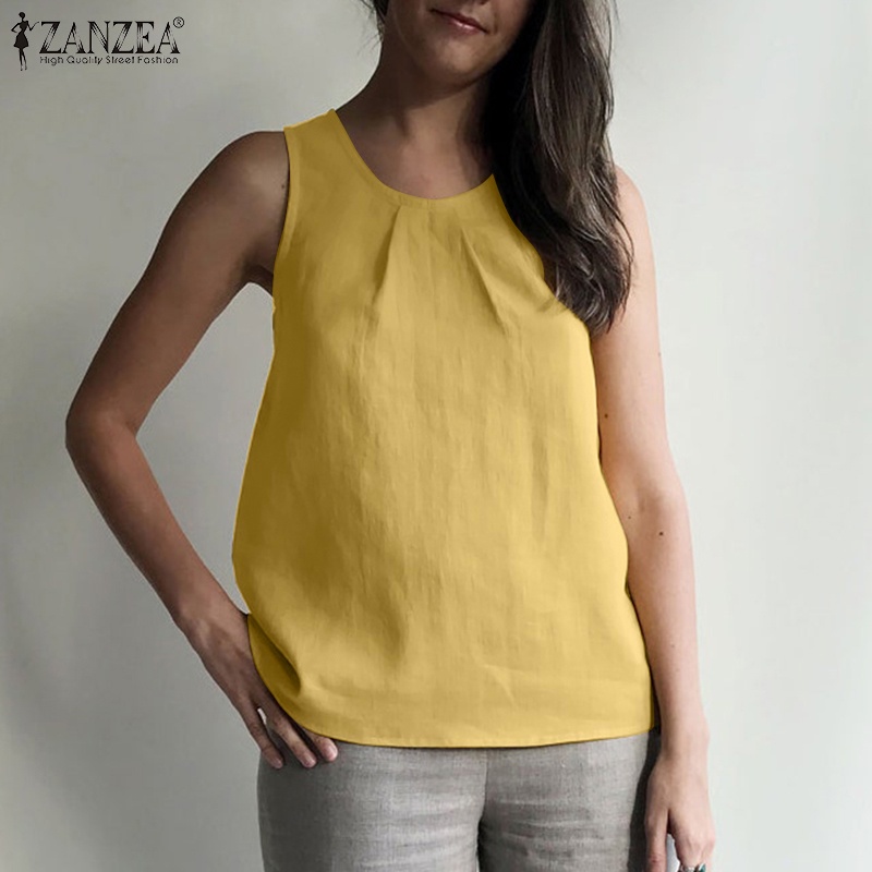 Áo thun ZANZEA không tay thời trang sành điệu cho nữ