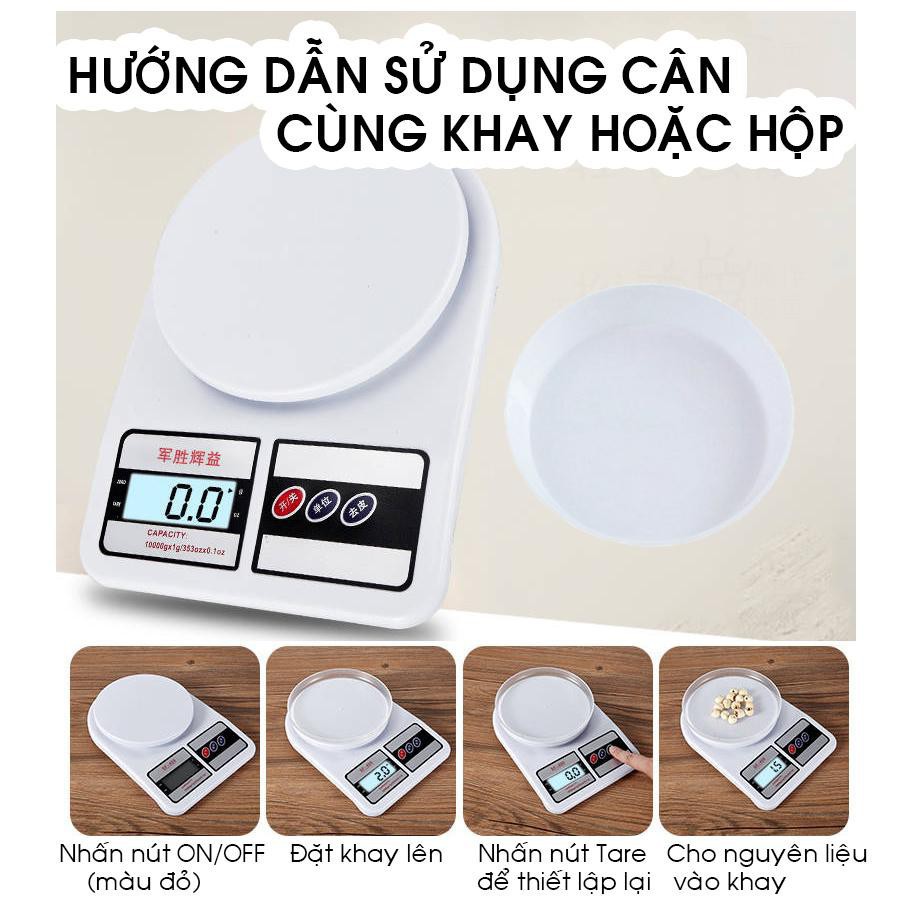 A24 Cân tiểu ly điện tử nhà bếp mini cân định lượng thực phẩm từ 1 gam - 5kg, 10kg (Tặng kèm pin), khiến bánh, c 7
