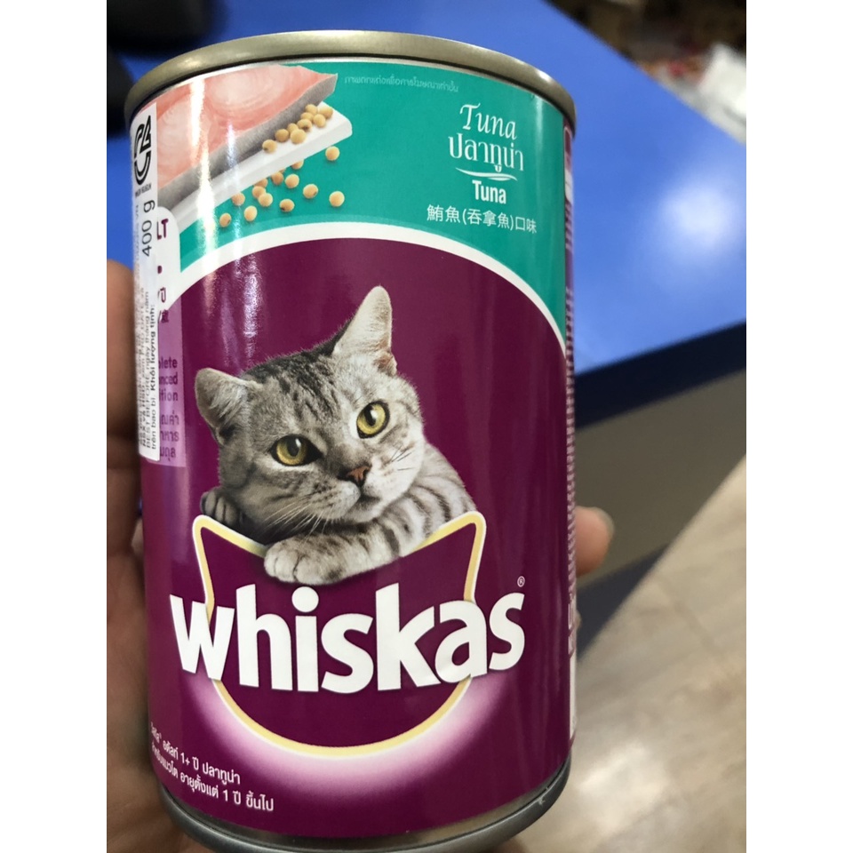 Pate whiskas lon 400g cho mèo lớn ( vị cá biển , vị cá thu)