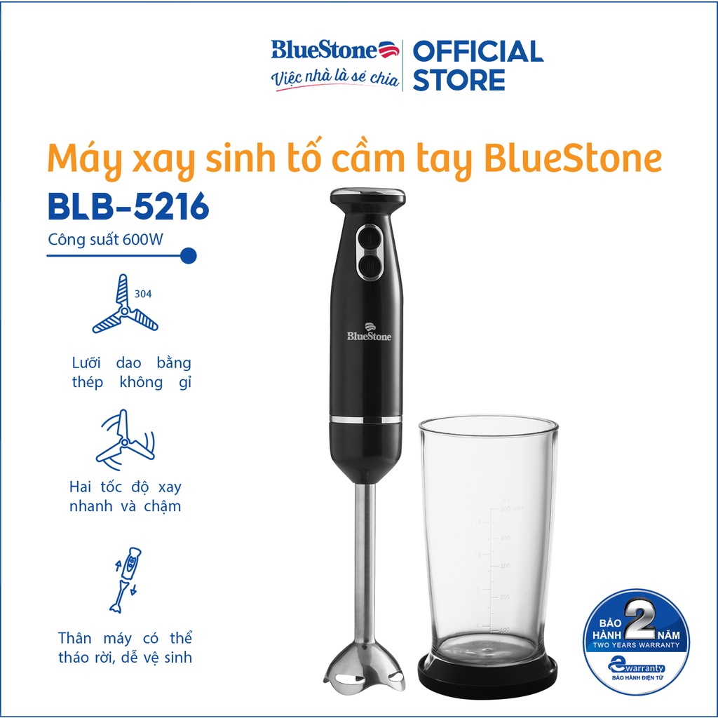 Máy Xay Sinh Tố Cầm Tay BlueStone BLB-5216 - Bảo hành 24 tháng - Hàng Chính Hãng