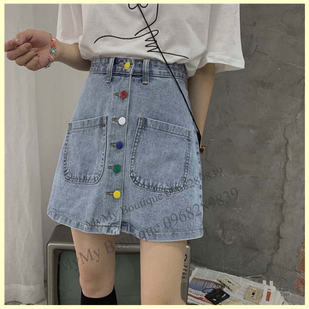 Chân Váy Jean Chữ A, Váy Jean Nữ, Chân Váy Bò Chữ A Nhiều Cúc Màu | BigBuy360 - bigbuy360.vn